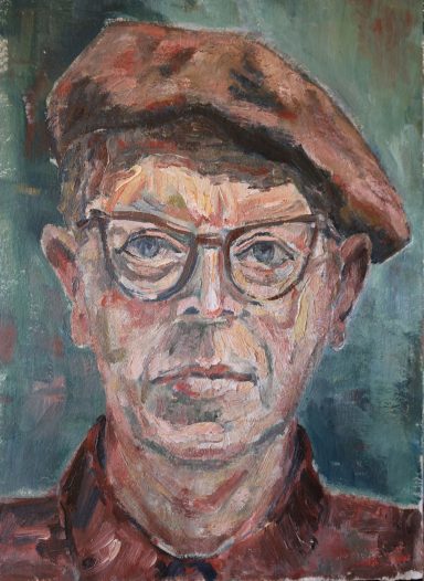 Das Ölbild zeigt den Künstler in britischer Uniform, die er als Kriegsgefangener im Dienst als Dolmetscher getragen hat. 