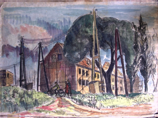 Das Bild zeigt mehrere Neubauten der Güstrower Südstadt, Menschen im Vordergrund 