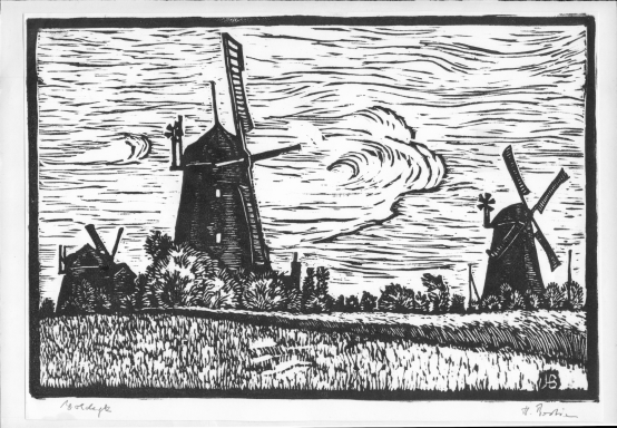 Blick auf die altertümlichen Windmühlen von Woldegk