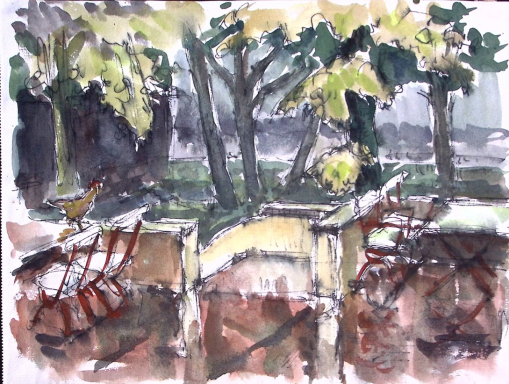 Blick über die Terrasse am Kurhaus auf den Inselsee